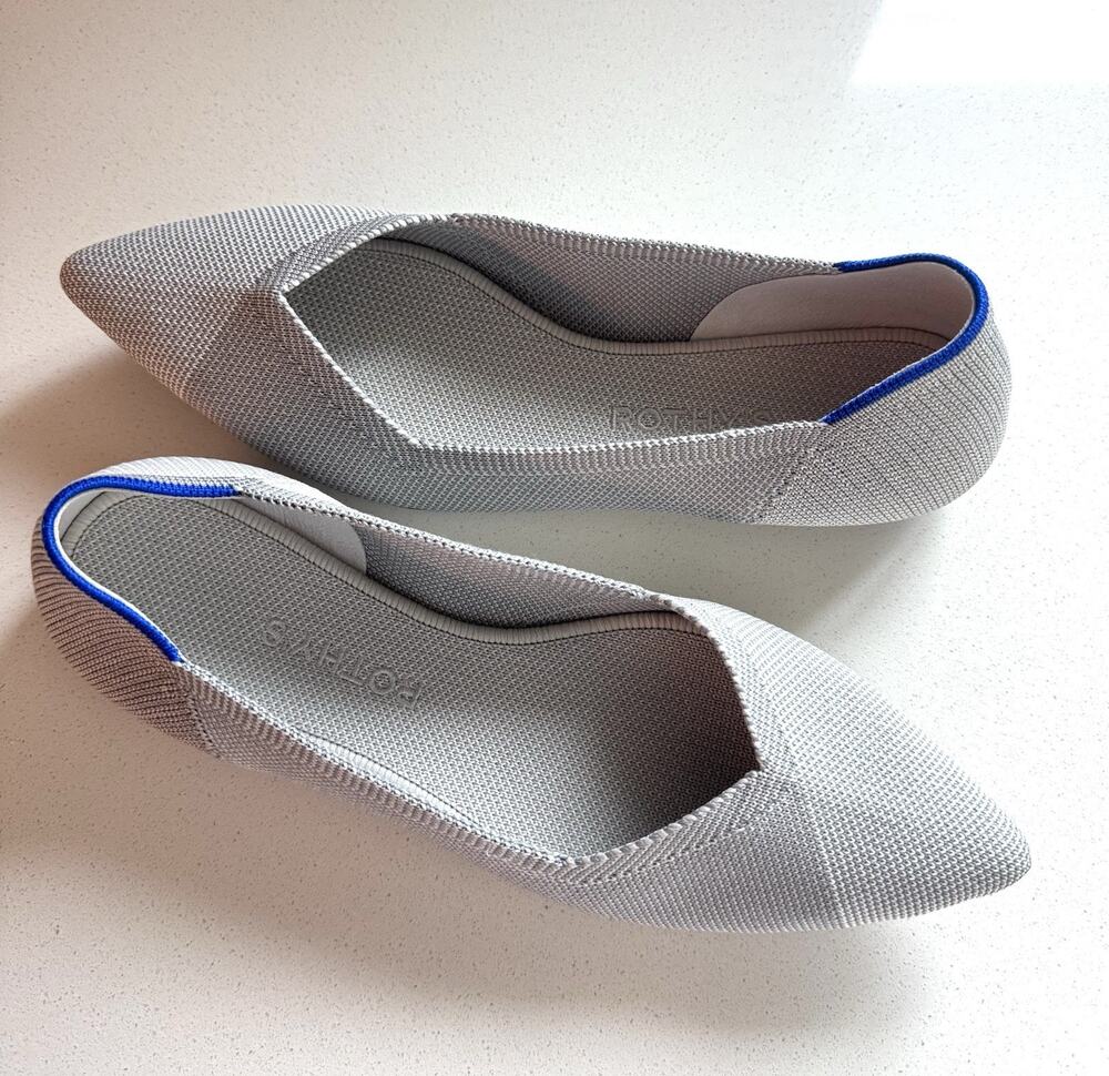 Rothy’s The Point Women’s Flats Cloud Grey Birdseye Knit Ballet Shoes Size 8.5